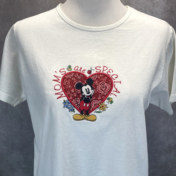 90s Y2K Mickey Mouse Mom's Are Special Tee Sz M Retro Disney Embroidered Graphic - Picture 2 of 7